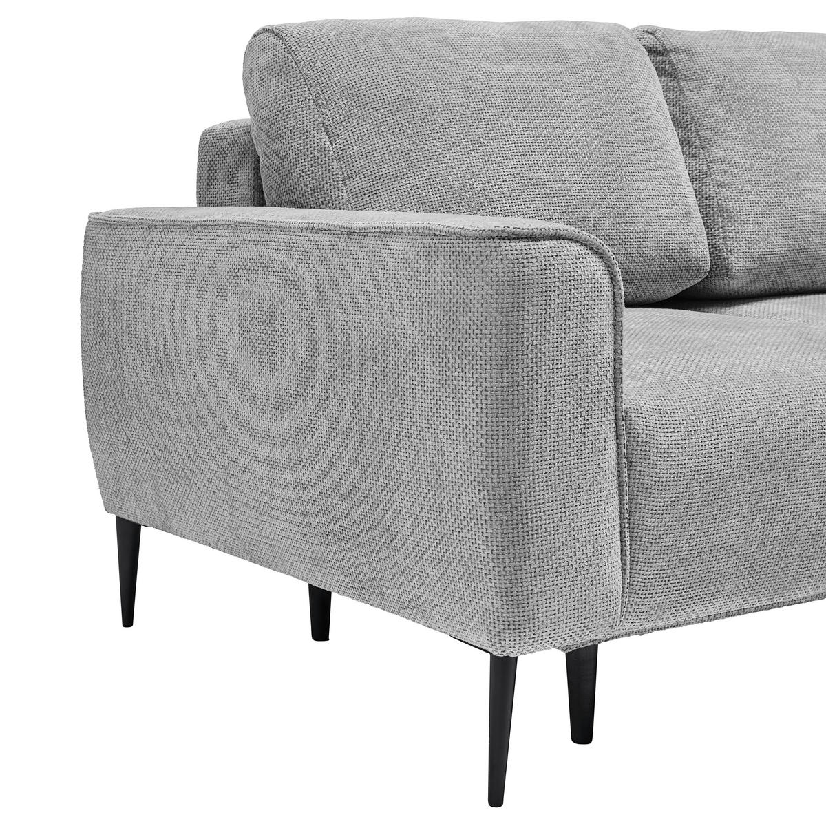 ECKSOFA in Webstoff Hellgrau  - Hellgrau/Schwarz, Modern, Textil/Metall (255/164cm) - MID.YOU