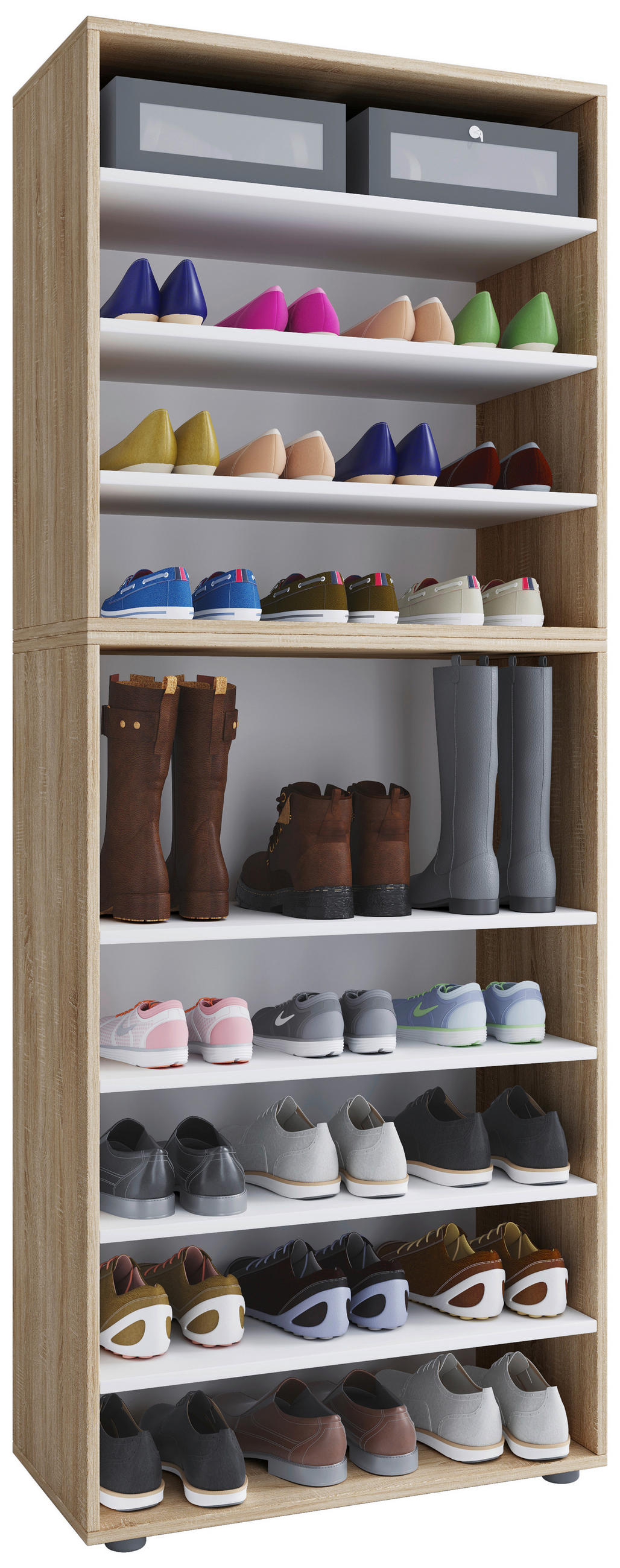 SKOHYLLA 70/183/37 cm  - Sonoma ek/svart, Klassisk, trämaterial/plast (70/183/37cm) - MID.YOU