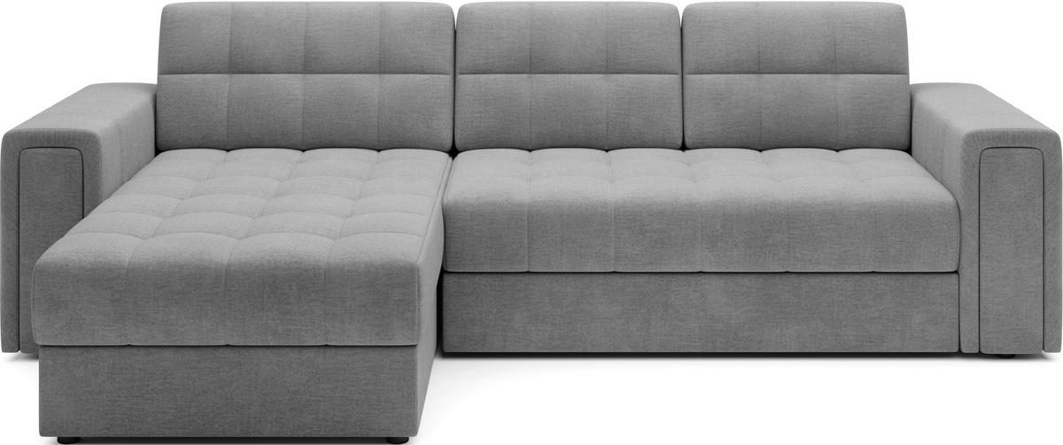ECKSOFA Samt Hellgrau  - Hellgrau/Schwarz, Design, Kunststoff/Textil (260/150cm) - MID.YOU