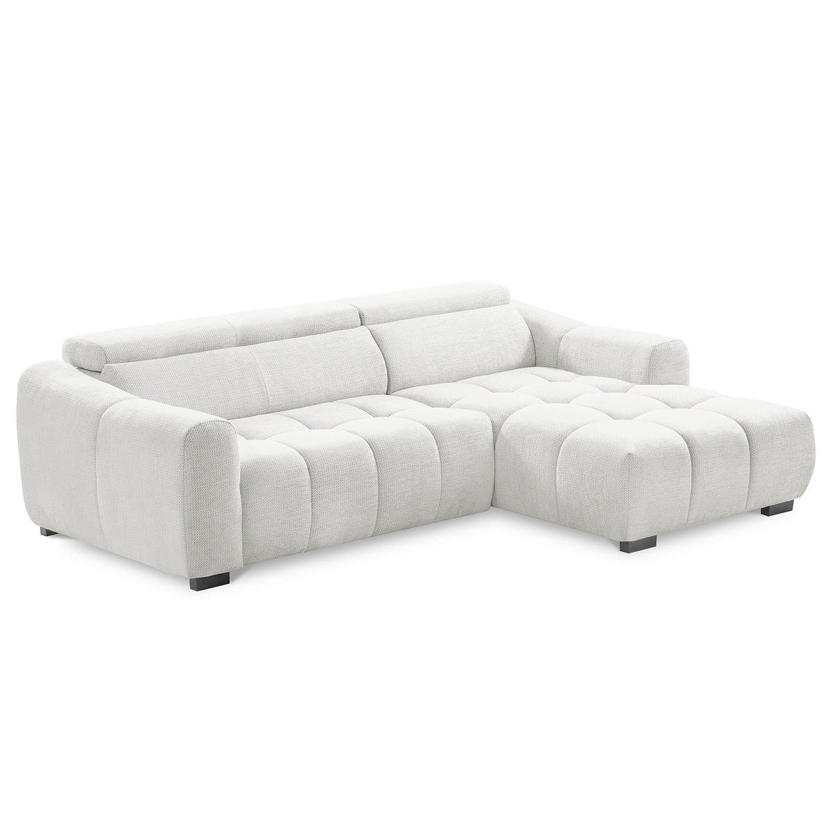 ECKSOFA AVEIRO Silberfarben Webstoff Bettkasten, Kopfteilverstellung, Sitzvorzug  - Silberfarben/Schwarz, Design, Kunststoff/Textil (274/177cm) - Livetastic