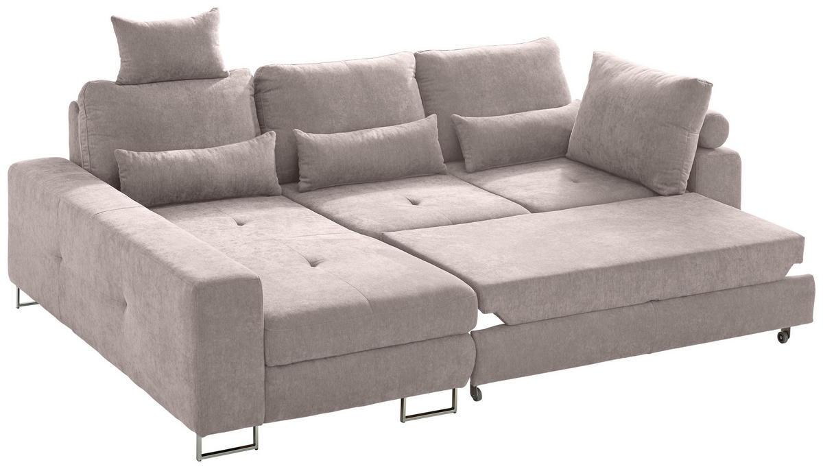 ECKSOFA Beige Flachgewebe  - Beige, Design, Textil/Metall (188/260cm) - Hom`in
