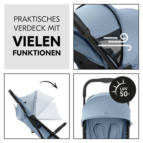 BUGGY TRAVEL N CARE PLUS  - Schwarz/Hellblau, Basics, Metall (81/51,5/105cm) - Hauck