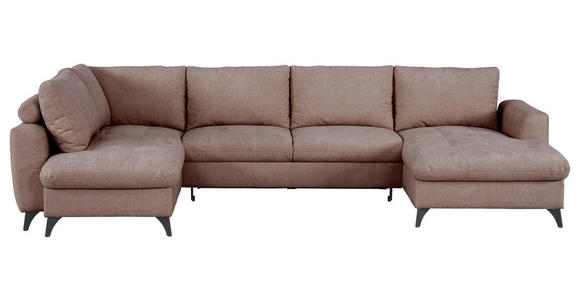WOHNLANDSCHAFT Rosa Chenille  - Schwarz/Rosa, KONVENTIONELL, Textil/Metall (188/340/160cm) - Xora