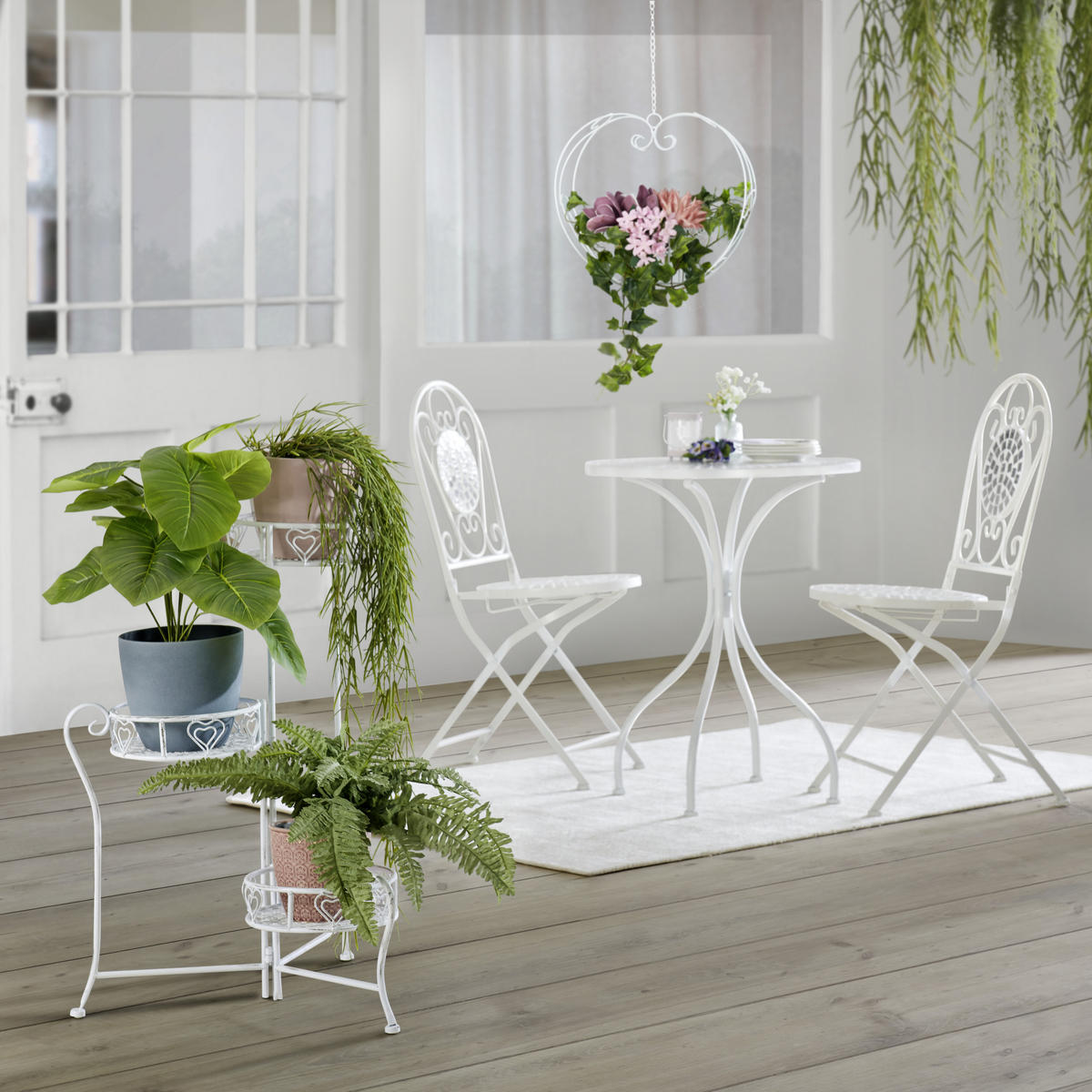 STOJAN NA KVĚTINY, bílá - bílá, Trend, kov (23/64/23cm) - Ambia Home