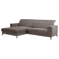 ECKSOFA inkl. Funktion Taupe Cord Bettkasten, Kopfteilverstellung  - Taupe/Schwarz, KONVENTIONELL, Textil/Metall (178/290cm) - Cantus