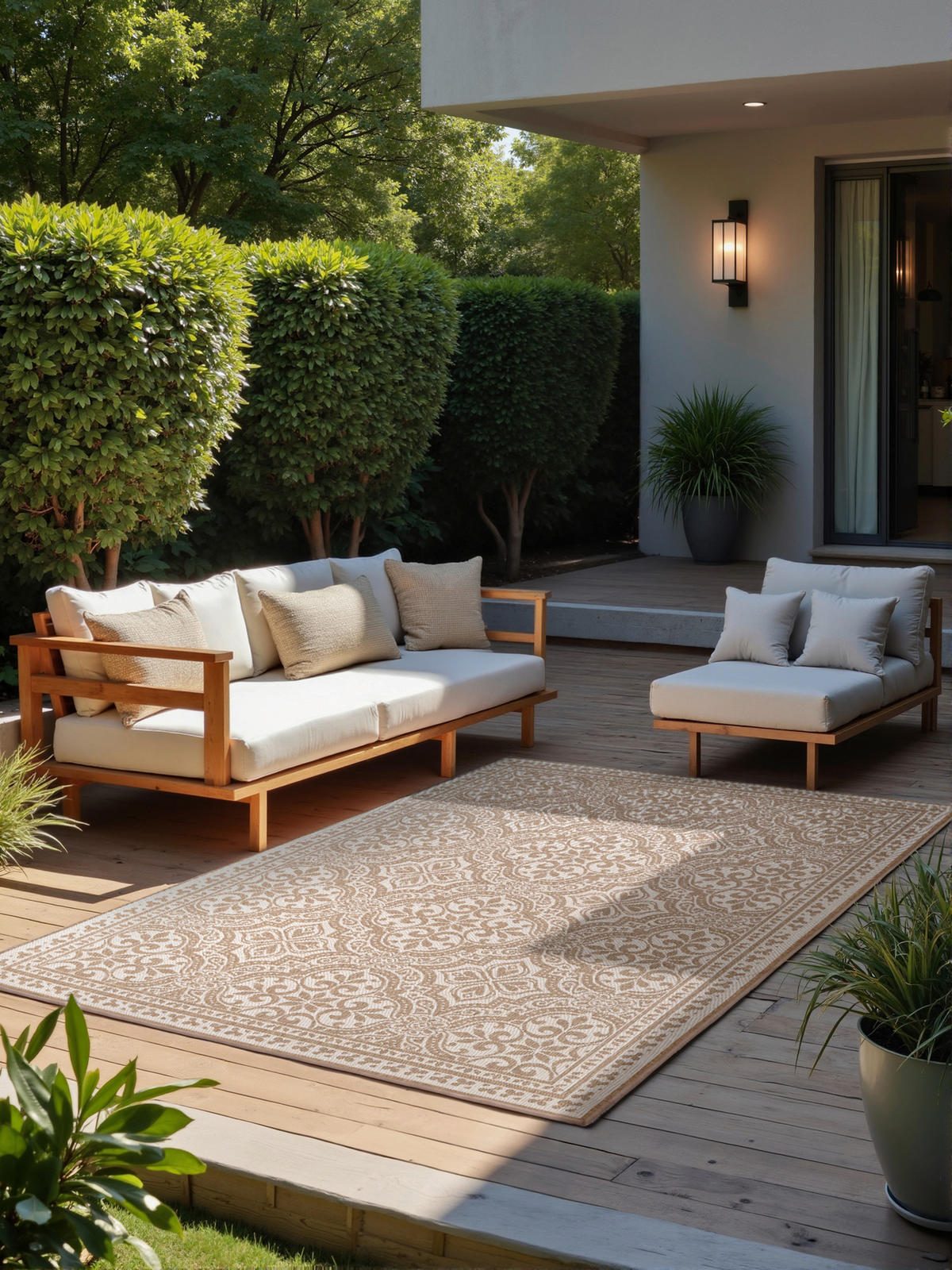 OUTDOORTEPPICH 120/170 cm Duet Weiß, Sandfarben  - Sandfarben/Weiß, Design, Kunststoff (120/170cm)