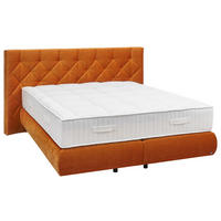 BOXSPRINGBETT 180/200 cm,  in Rostfarben, Matratzen, unterschiedliche Matratzenhärtegrade je Bettseite, H2 + H3 = mittel + fest  - Rostfarben/Schwarz, Design, Kunststoff/Textil (180/200cm) - Dieter Knoll