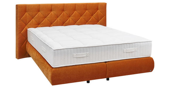 BOXSPRINGBETT 180/200 cm,  in Rostfarben, Matratzen, unterschiedliche Matratzenhärtegrade je Bettseite, H2 + H3 = mittel + fest  - Rostfarben/Schwarz, Design, Kunststoff/Textil (180/200cm) - Dieter Knoll