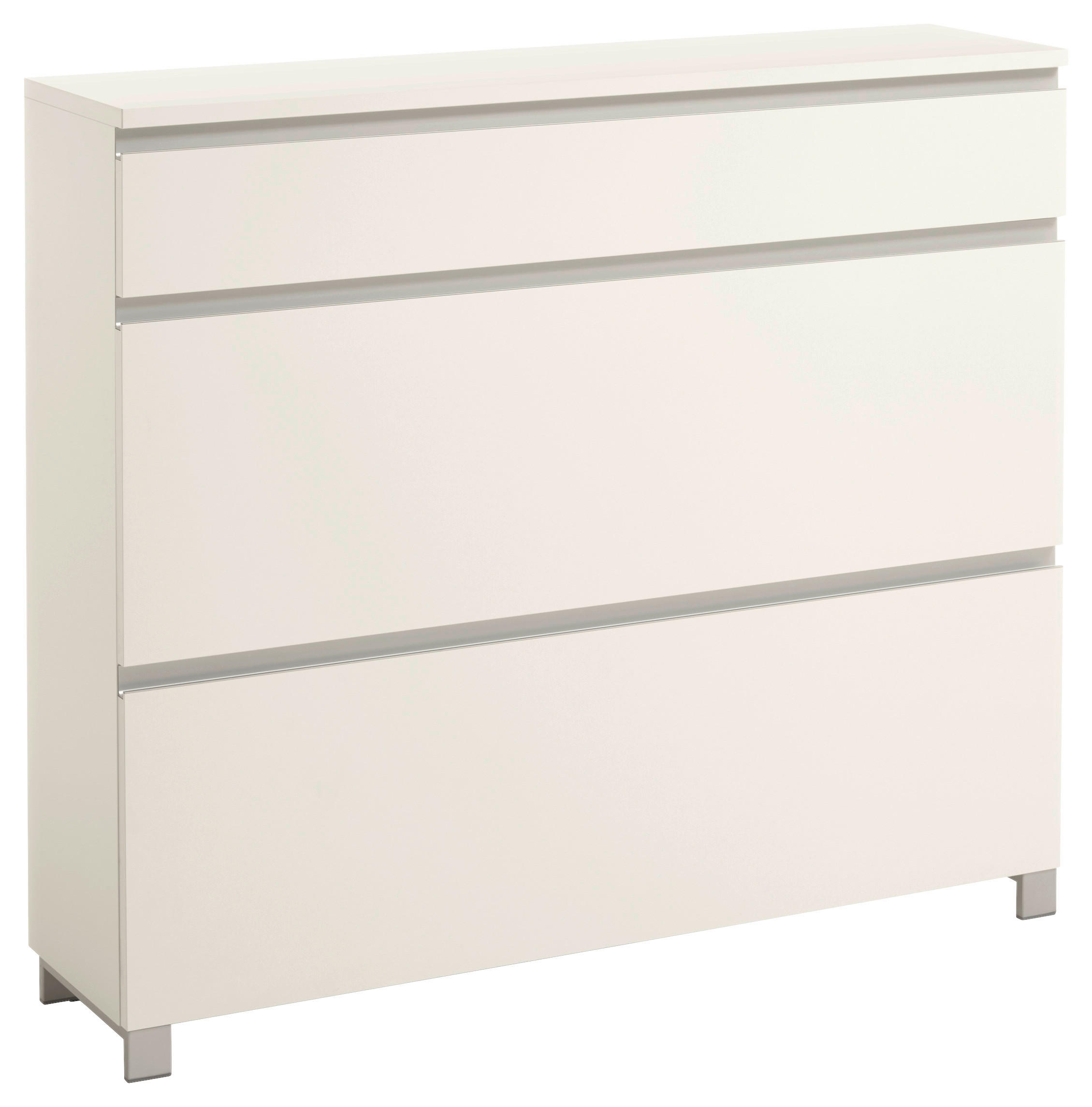 SCHUHSCHRANK Silberfarben, Weiß  - Silberfarben/Weiß, Design, Holzwerkstoff/Metall (120/108/31cm)