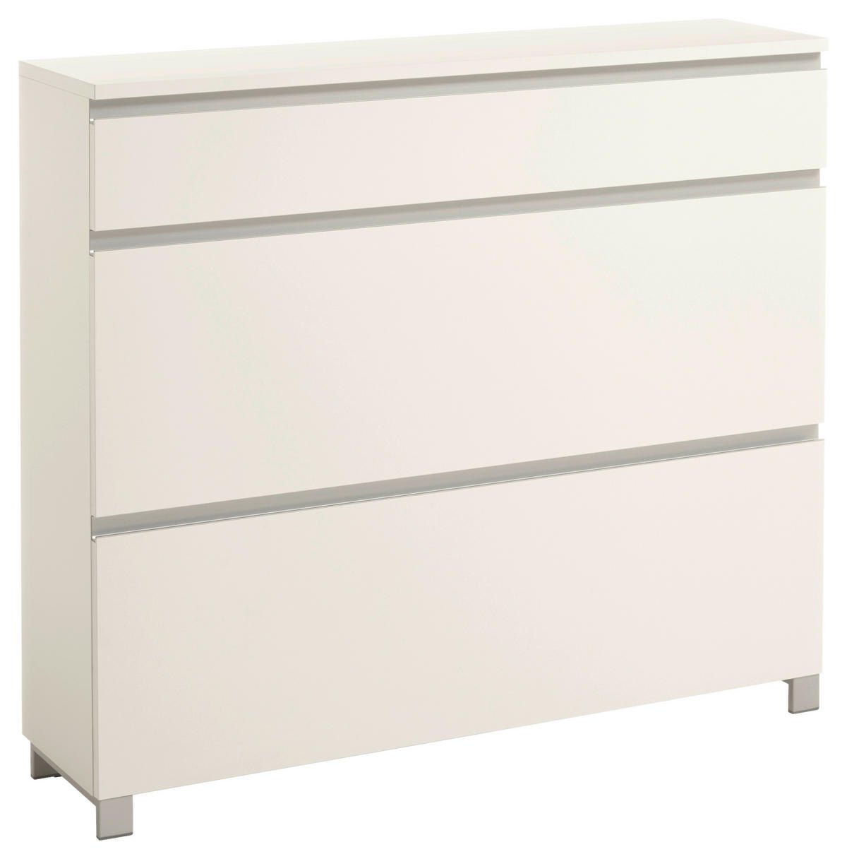 SCHUHSCHRANK Silberfarben, Weiß  - Silberfarben/Weiß, Design, Holzwerkstoff/Metall (120/108/31cm)