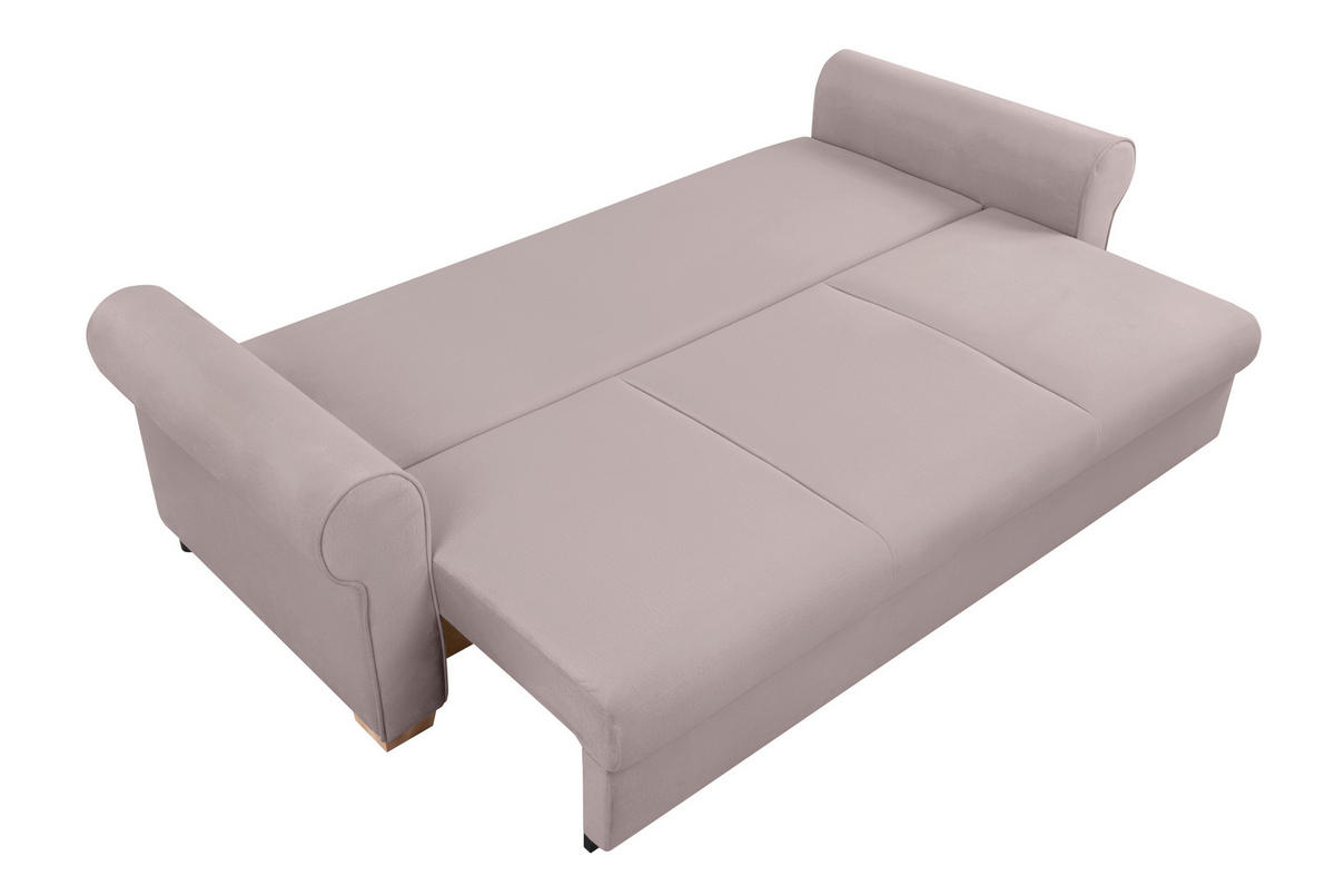 SCHLAFSOFA  mit Bettkasten erhältlich, Liegefunktion, Rücken echt, Armteil links, Armteil rechts Taupe  - Taupe/Buchefarben, Design, Holz/Textil (240/94/98cm) - MID.YOU