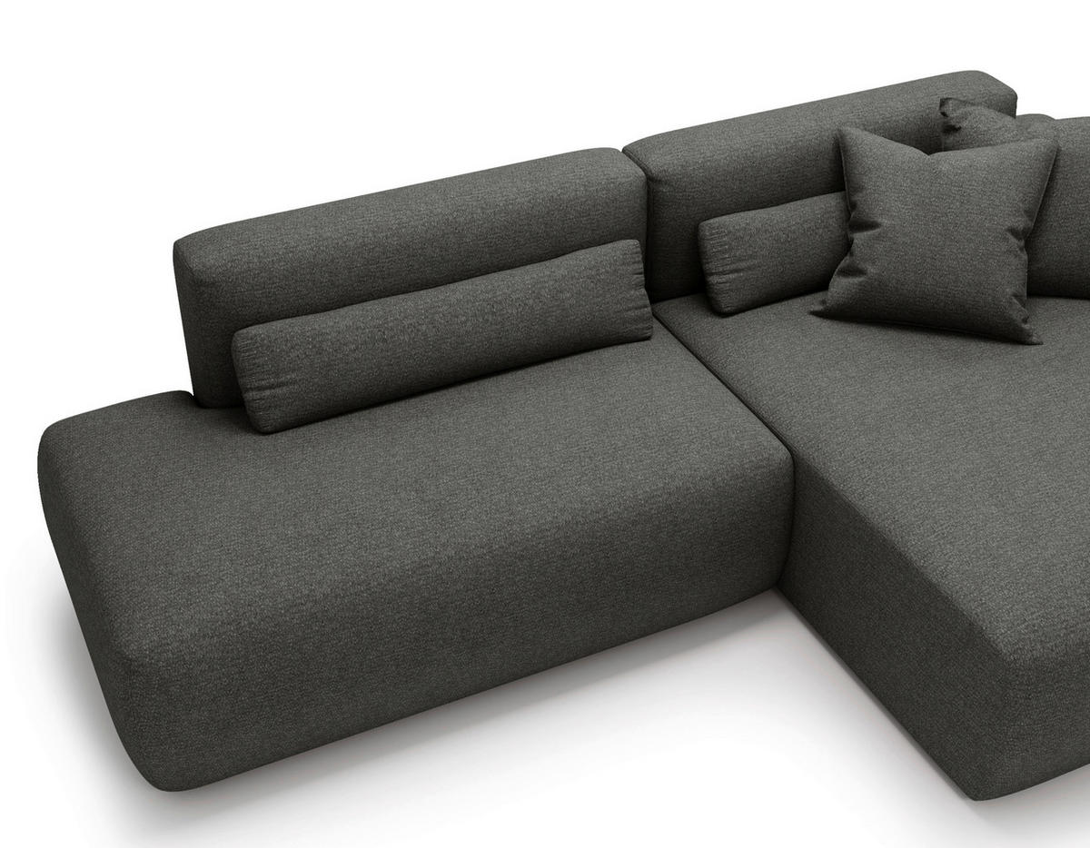 ECKSOFA REVE in Chenille Grau  284/160 cm  - Schwarz/Grau, Design, Kunststoff/Textil (284/160cm) - Livetastic