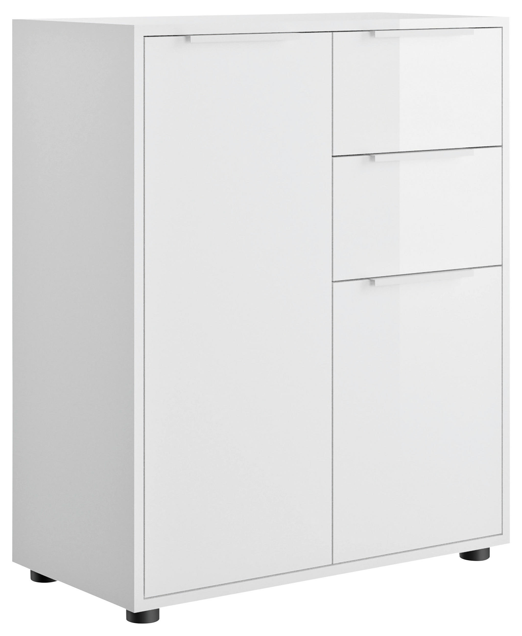 KOMODA, bela, visoki sijaj - črna/bela, Design, kovina/umetna masa (72/87/35,3cm) - Carryhome