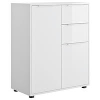 KOMODA, bela, visoki sijaj  - črna/bela, Design, kovina/umetna masa (72/87/35,3cm) - Carryhome