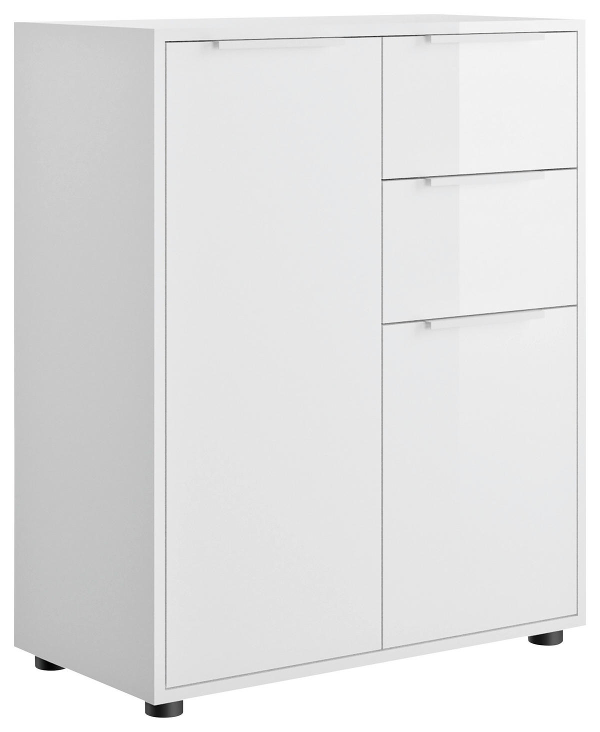KOMODA, bela, visoki sijaj  - črna/bela, Design, kovina/umetna masa (72/87/35,3cm) - Carryhome