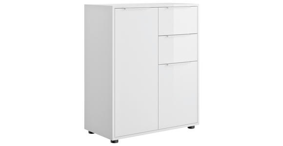 KOMMODE , 72/87/35,3 cm, 2 Schublade(n)  - Weiß Hochglanz/Schwarz, Design, Holzwerkstoff/Kunststoff (72/87/35,3cm) - Carryhome