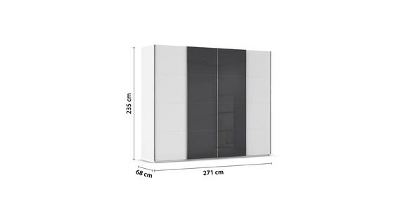 SCHWEBETÜRENSCHRANK 271/235/68 cm 4-türig Grau, Weiß  - Chromfarben/Weiß, KONVENTIONELL, Glas/Holzwerkstoff (271/235/68cm) - Novel