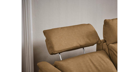 TRAPEZSOFA in Echtleder Honig, Hellbraun  - Hellbraun/Schwarz, KONVENTIONELL, Leder/Metall (221/103/95cm) - Dieter Knoll