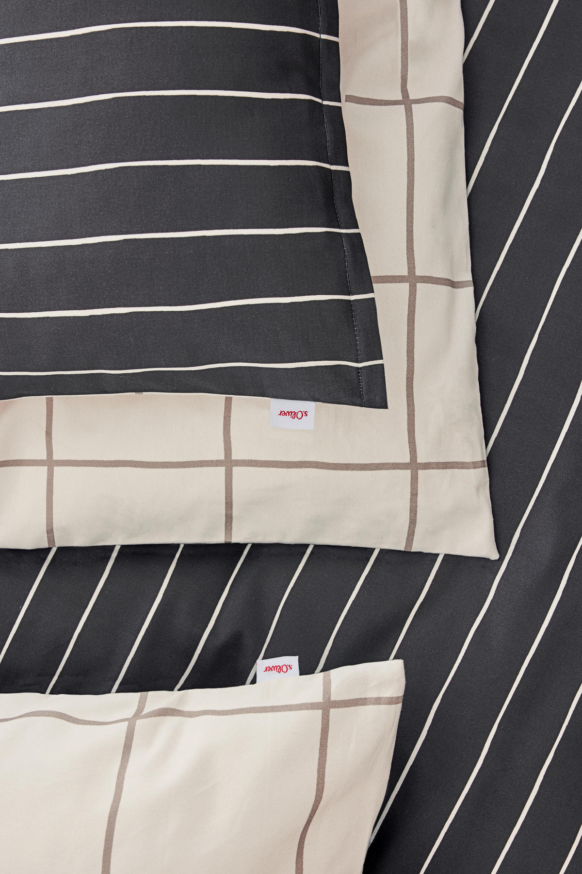 WENDEBETTWÄSCHE Makosatin 140/200 cm  - Beige/Grau, Design, Textil (140/200cm) - S. Oliver