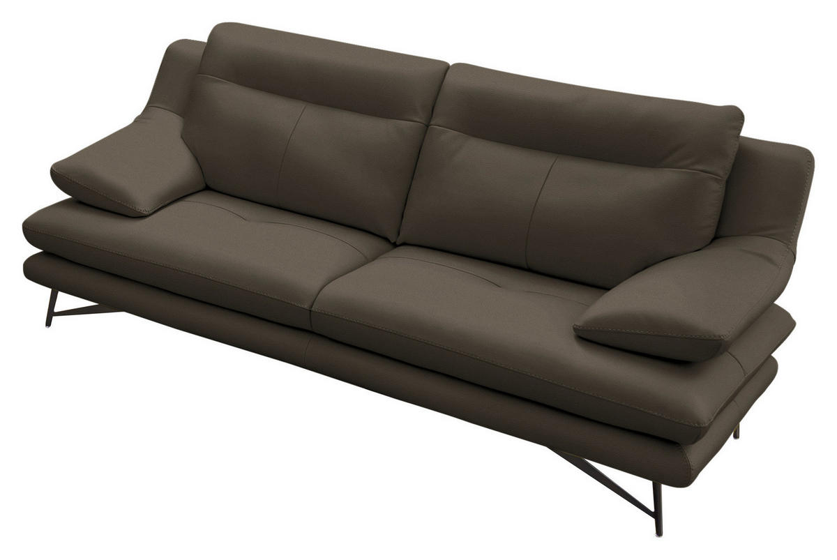 2,5-SITZER in Leder Braun  - Schwarz/Braun, Design, Leder/Metall (195/90/109cm)