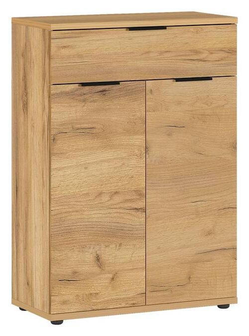 SCHUHSCHRANK Eichefarben  - Eichefarben/Schwarz, KONVENTIONELL, Holzwerkstoff/Kunststoff (75/108/37cm) - Germania