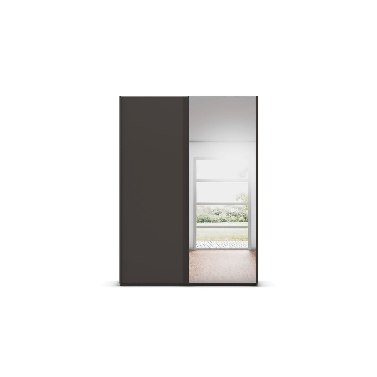 SCHWEBETÜRENSCHRANK 162/223/69 cm,  in Graphitfarben, 2 Tür(en)  - Graphitfarben, Basics, Glas/Holzwerkstoff (162/223/69cm) - Rauch Möbel