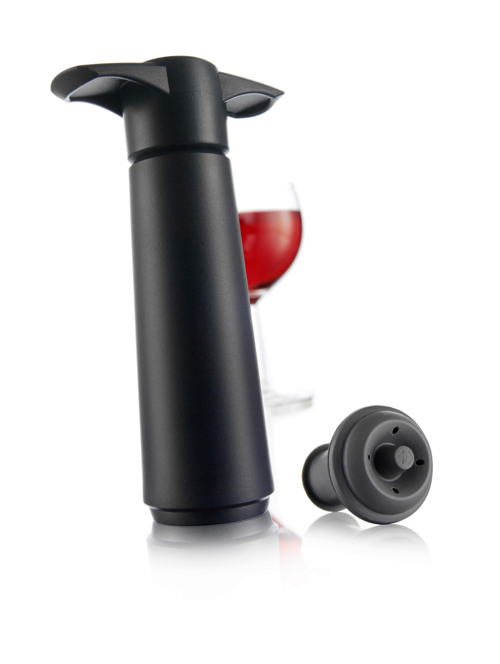 PUMPA ZA VINO sa čepom    - siva/crna, Konvencionalno, plastika (7/3,6/12,8cm) - Vacu Vin