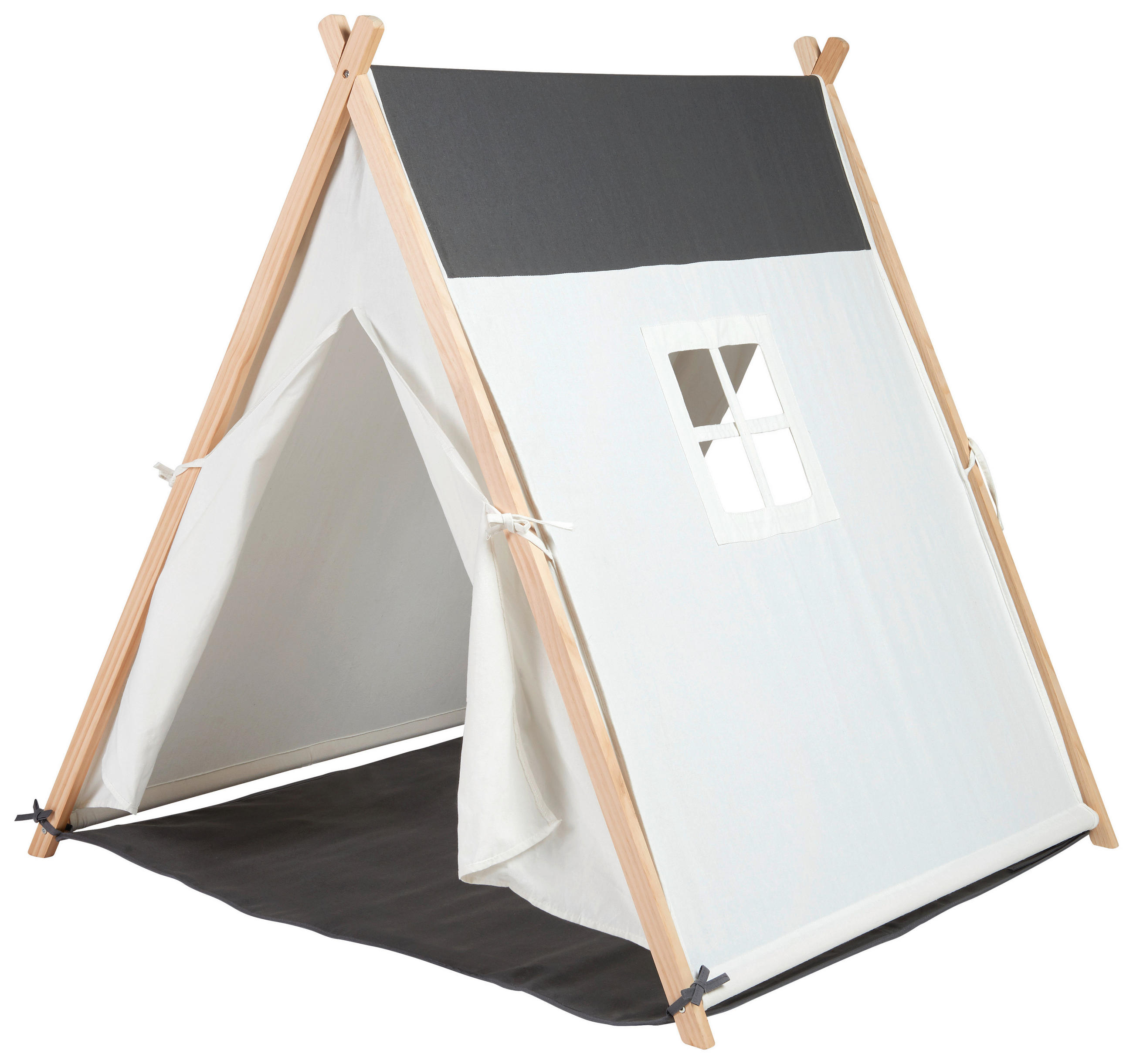 SPIELZELT - Dunkelgrau/Creme, Basics, Holz/Textil (100/100/110cm) - My Baby Lou