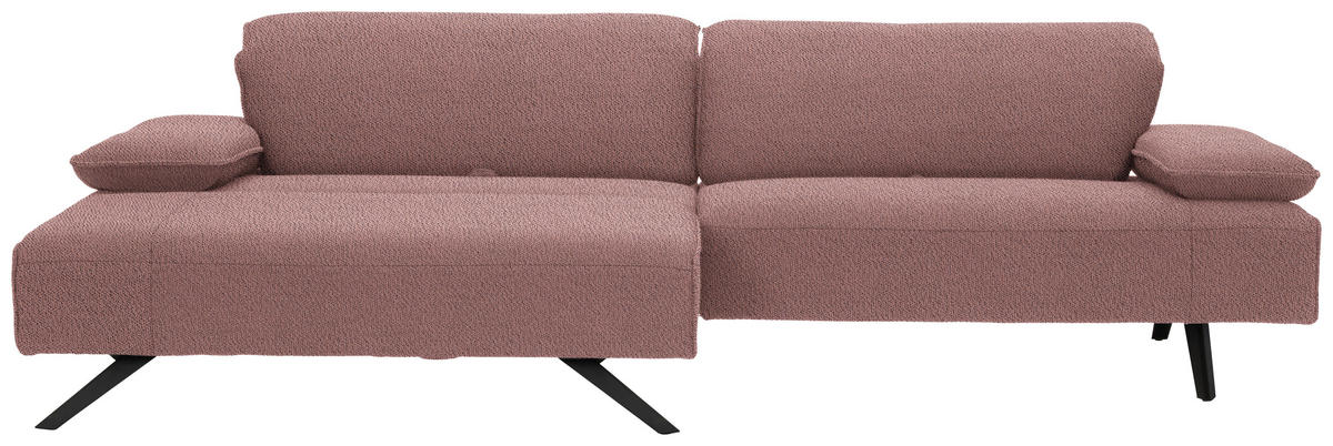 ECKSOFA in Flachgewebe Rosa  - Anthrazit/Rosa, Design, Textil/Metall (166/280cm) - Johann Jakob