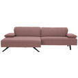 ECKSOFA in Flachgewebe Rosa  - Anthrazit/Rosa, Design, Textil/Metall (166/280cm) - Ambiente