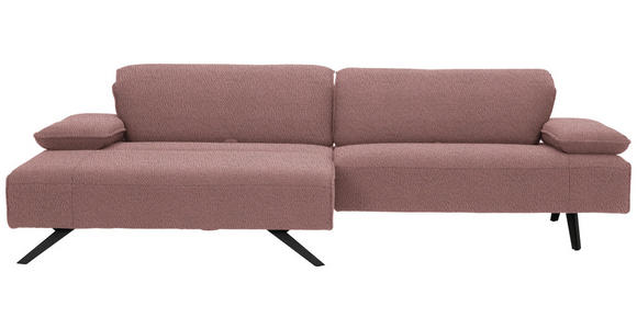 ECKSOFA in Flachgewebe Rosa  - Anthrazit/Rosa, Design, Textil/Metall (166/280cm) - Ambiente