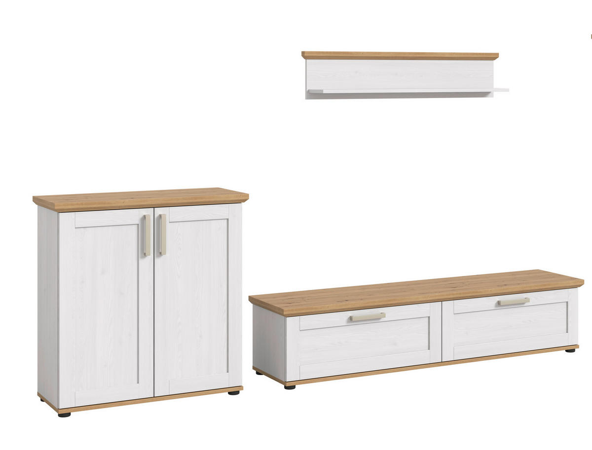 WOHNWAND 3-teilig  in Lärchefarben, Eiche Artisan  260/151/40 cm  - Silberfarben/Lärchefarben, Design, Holzwerkstoff/Kunststoff (260/151/40cm) - Livetastic