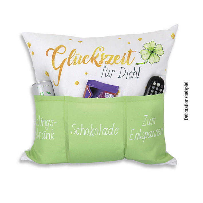 ZIERKISSEN   43/43/15 cm  - Weiß/Hellgrün, Basics, Textil (43/43/15cm)