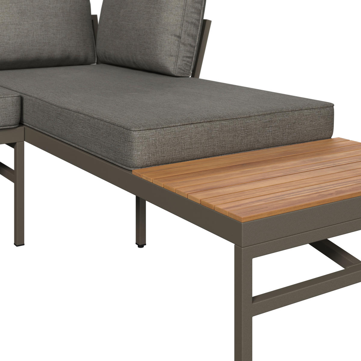 LOUNGEGARNITUR   57/35/57 cm Akazie vollmassiv Aluminium  - Beige/Beigebraun, MODERN, Holz/Textil (57/35/57cm) - Ambia Garden