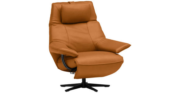 RELAXSESSEL in Leder Senfgelb  - Senfgelb/Schwarz, Design, Leder/Metall (92/79/82cm) - Dieter Knoll