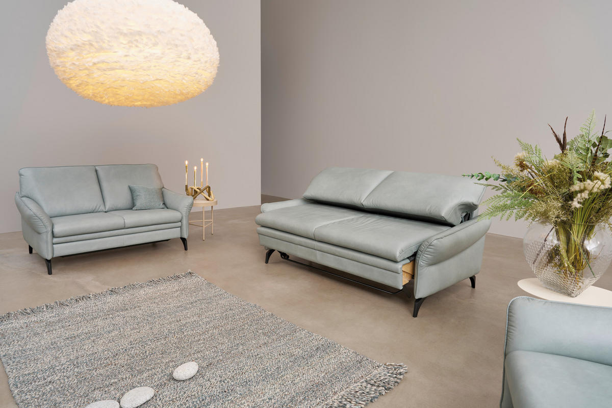 2,5 ÜLÉSES KANAPÉ bőr világosszürke  - világosszürke, Design, bőr/fém (192/100/90cm) - Himolla