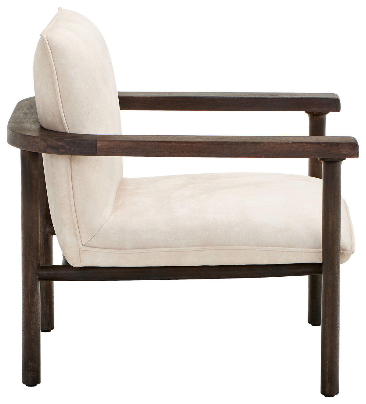 SESSEL in Struktur Walnussfarben  - Walnussfarben/Creme, Design, Holz/Textil (74/76/75cm) - Livetastic