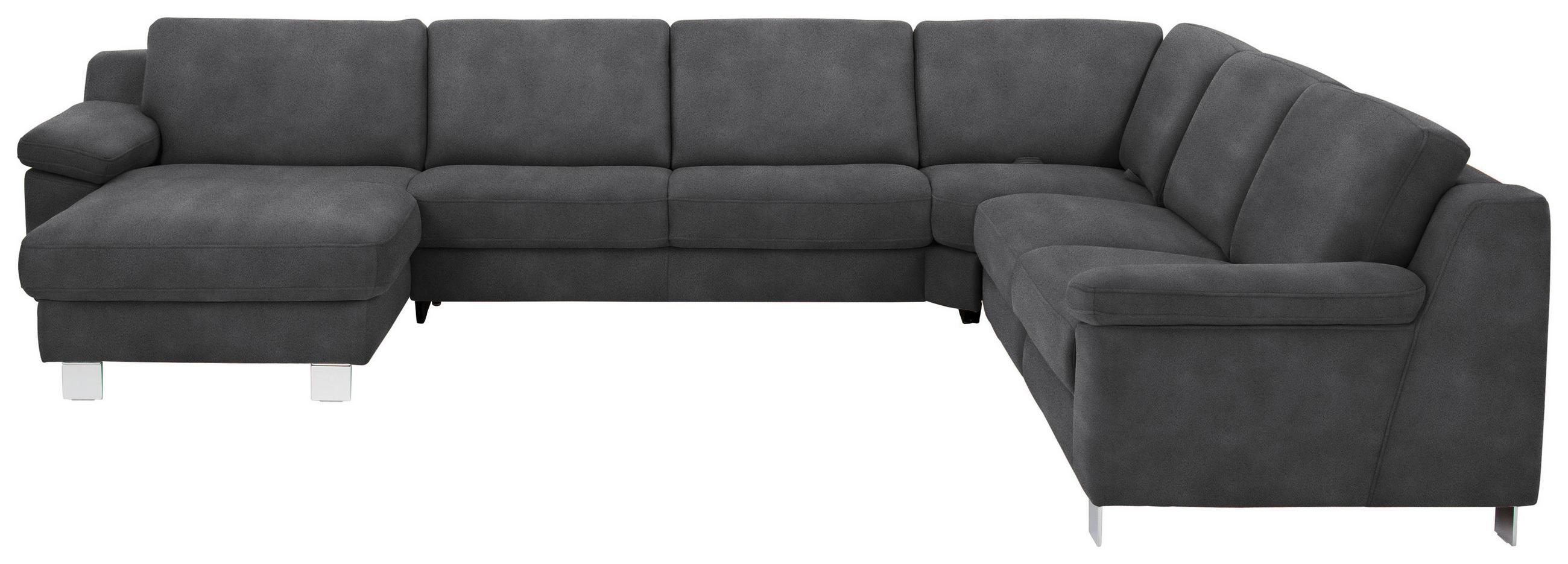WOHNLANDSCHAFT in Mikrofaser Anthrazit  - Chromfarben/Anthrazit, Design, Textil/Metall (166/364/278cm) - Valdera