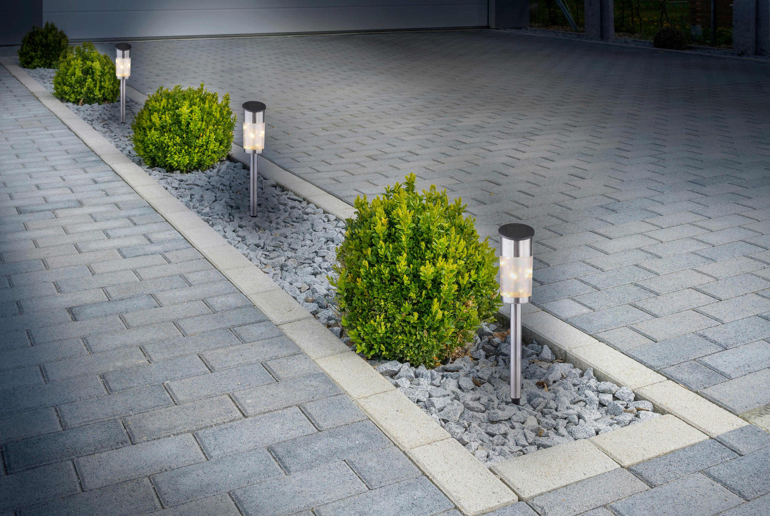 SET SOLARNIH SVETILJKI - bela/srebrna, Osnovno, metal/plastika (5,5/39cm)