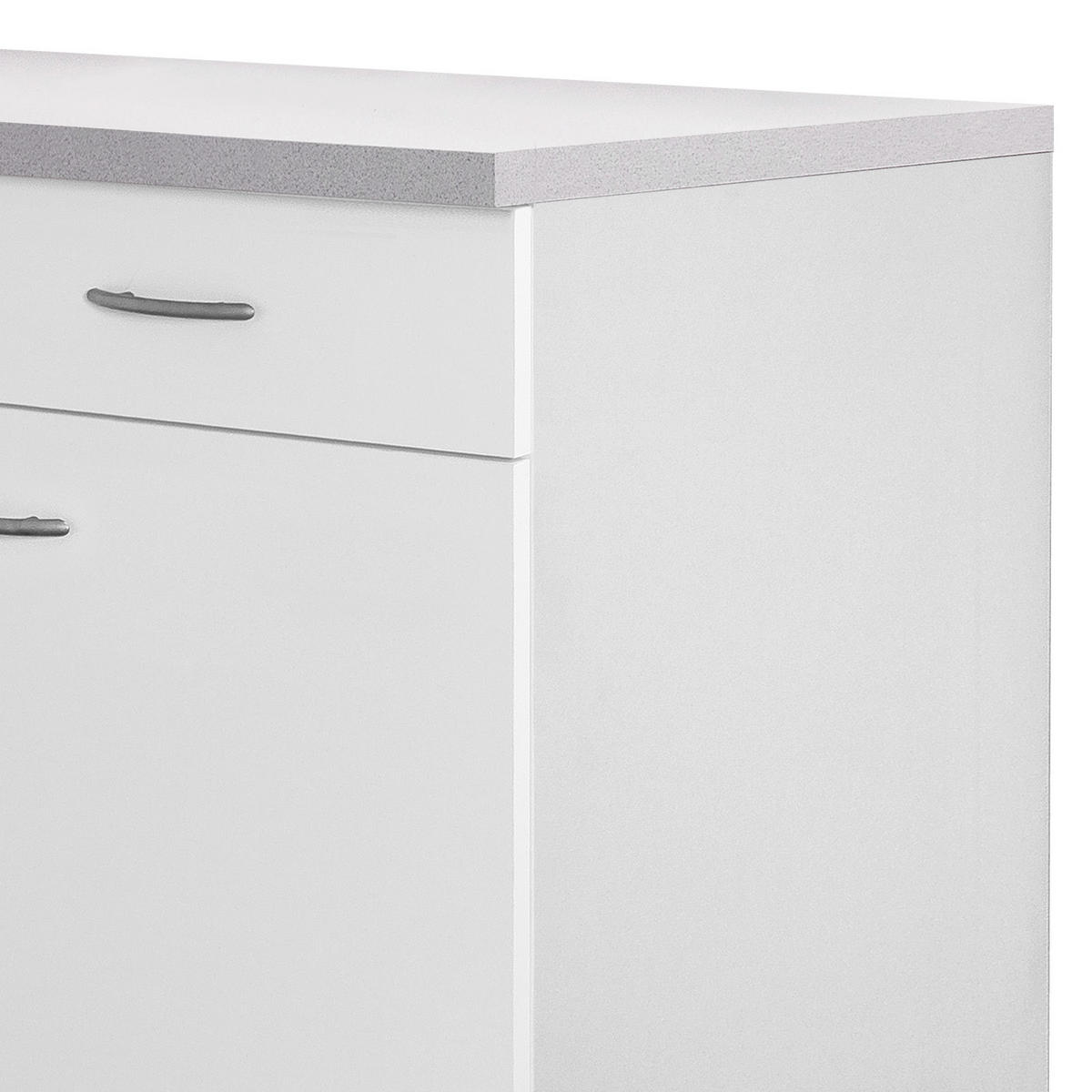 KÜCHENUNTERSCHRANK 100/85/60 cm  in Weiß  - Edelstahlfarben/Hellgrau, Holzwerkstoff/Kunststoff (100/85/60cm) - FlexWell