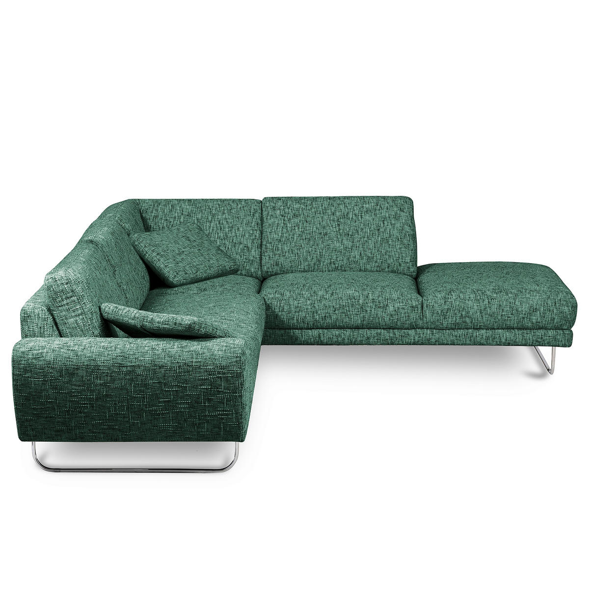 ECKSOFA 273/250 cm SPRING in Webstoff Grün Zierkissen  273/250 cm  - Chromfarben/Grün, Design, Textil/Metall (273/250cm) - Livetastic