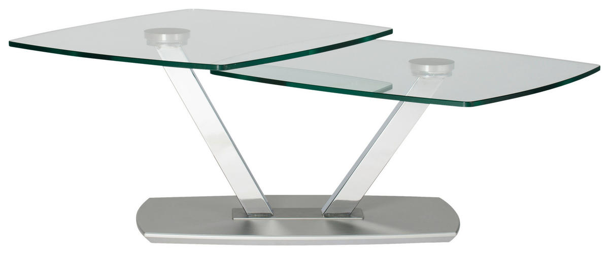 COUCHTISCH Glas, Holzwerkstoff 96-136/70/44 cm  - Chromfarben, Design, Glas/Holzwerkstoff (96-136/70/44cm)