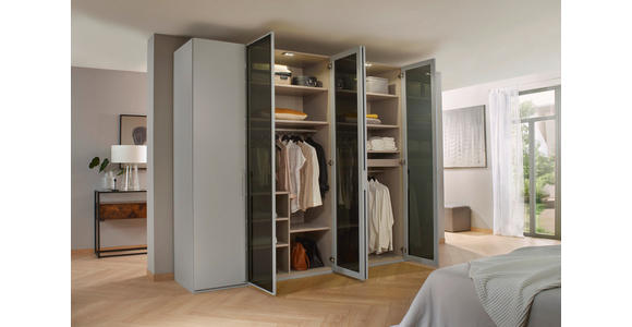DREHTÜRENSCHRANK 301/223/60 cm 6-türig Grau, Hellgrau - Hellgrau/Grau, Trend, Glas/Holzwerkstoff (301/223/60cm) - Novel