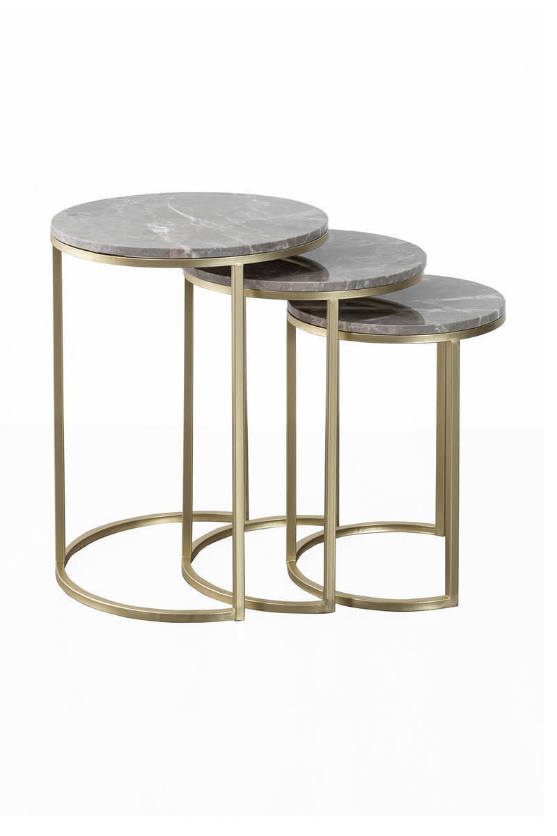 SATZTISCH in Metall, Stein  - Goldfarben/Grau, Trend, Stein/Metall - Kayoom