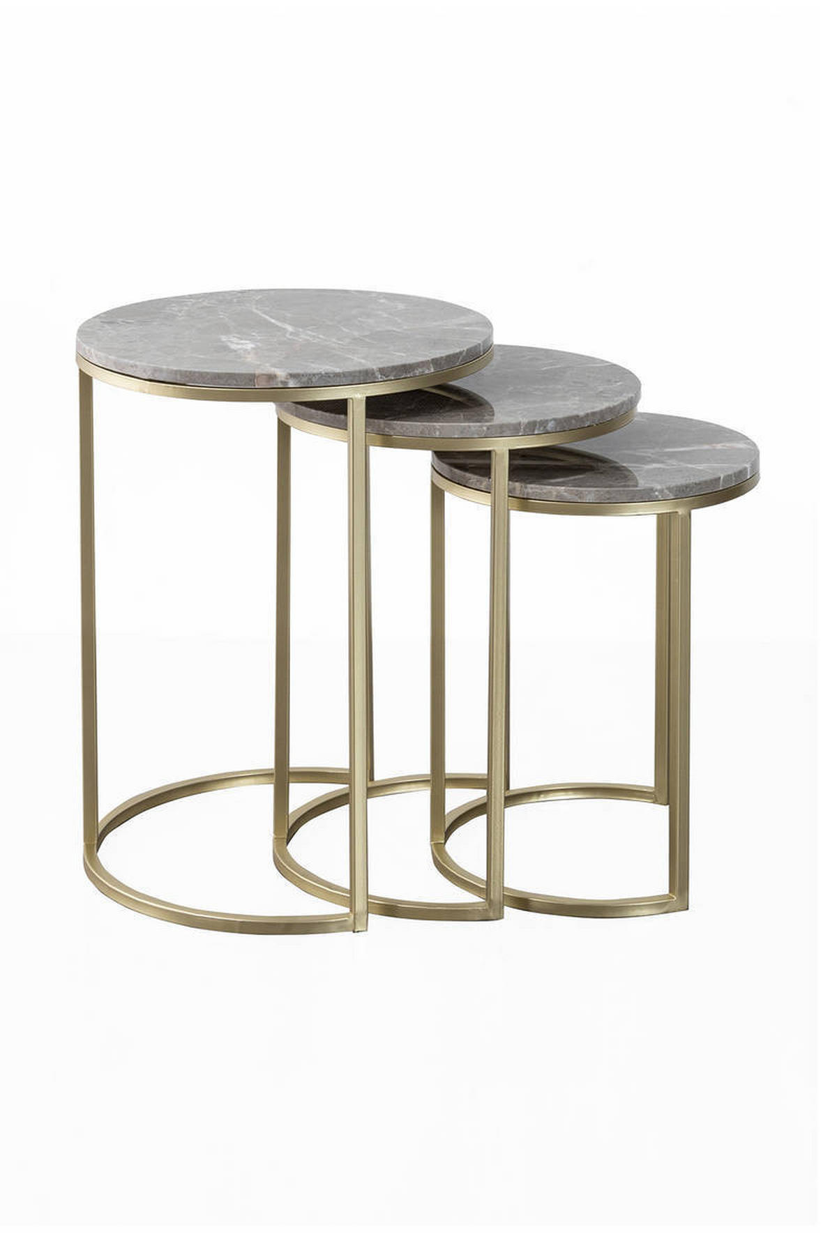 SATZTISCH in Metall, Stein  - Goldfarben/Grau, Trend, Stein/Metall - Kayoom