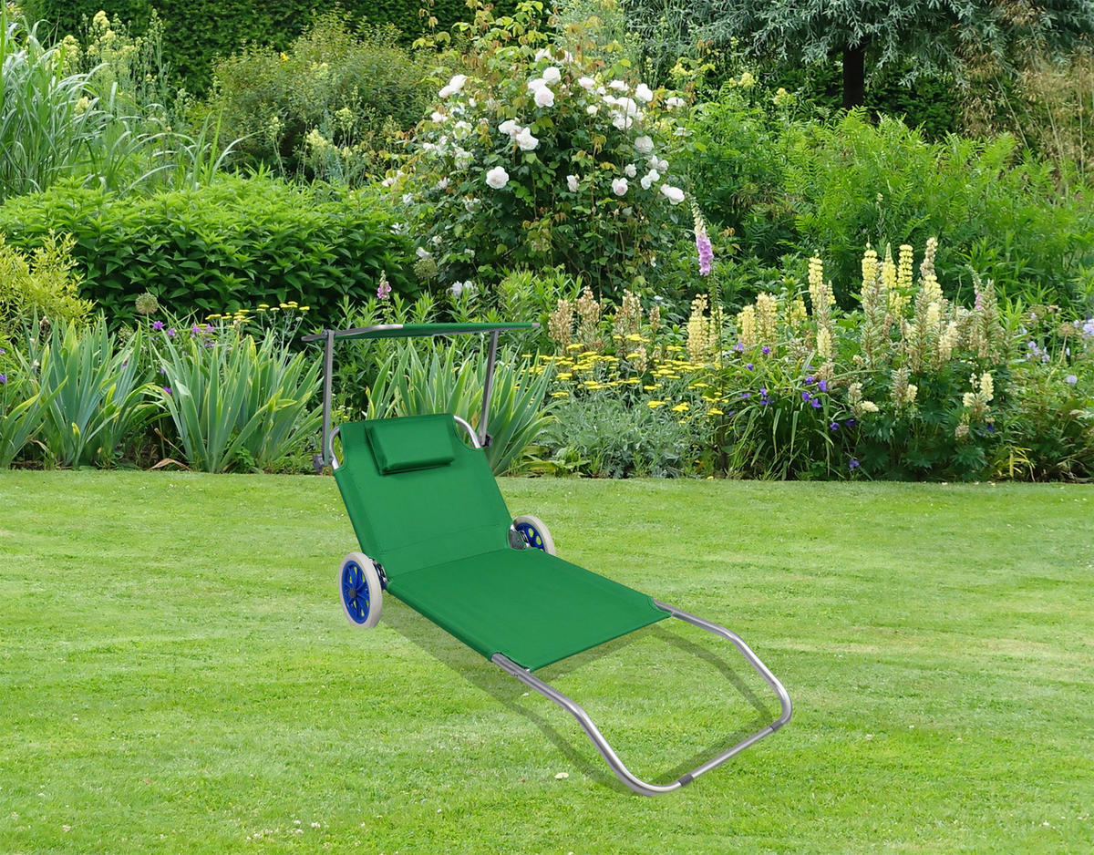 GARTENLIEGE 165/16/65 cm  - Grün, Basics, Textil/Metall (165/16/65cm) - MID.YOU