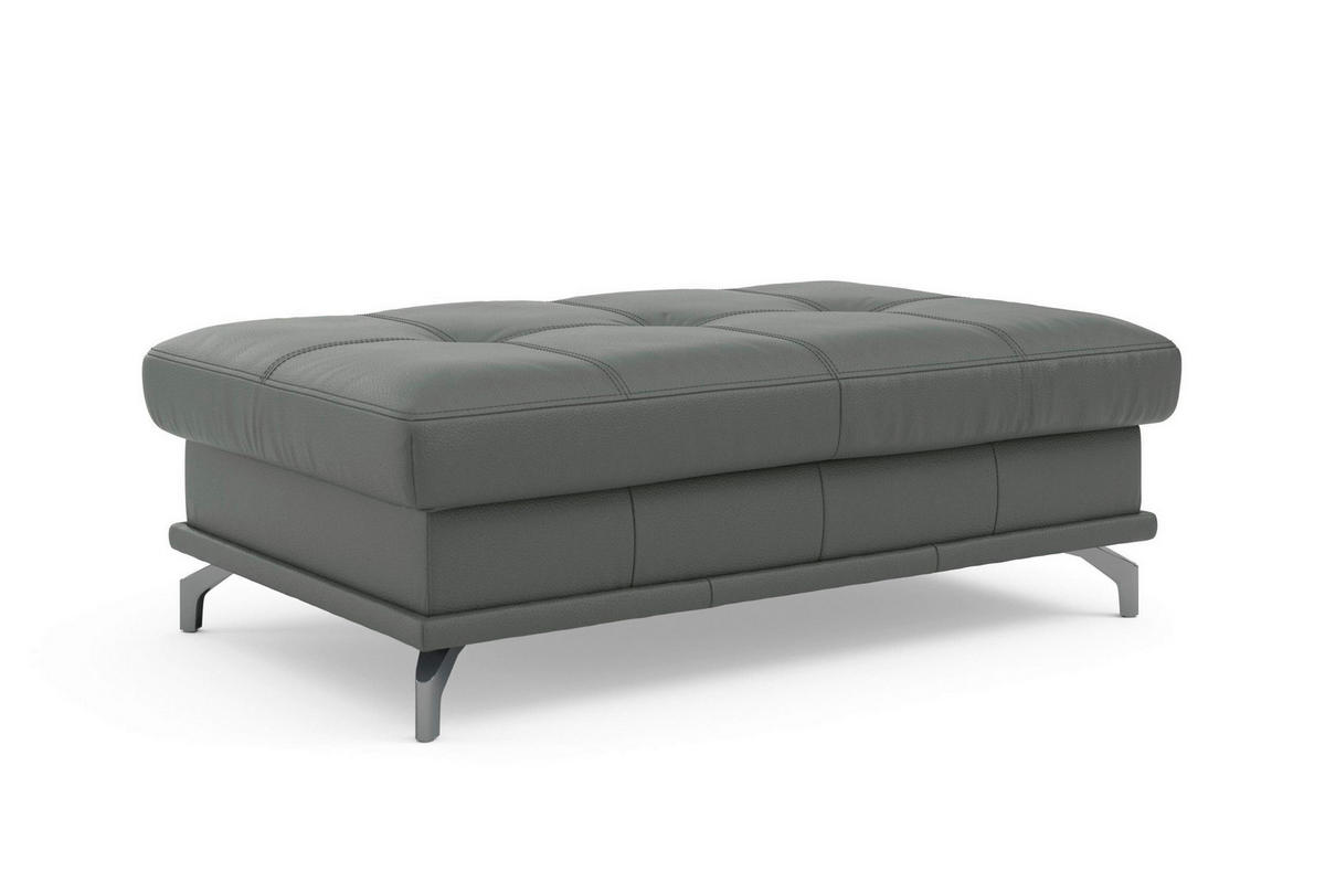 HOCKER COSTELLO E Echtleder Anthrazit  - Anthrazit/Schwarz, Basics, Leder/Metall (133/47/72cm) - Sit & More