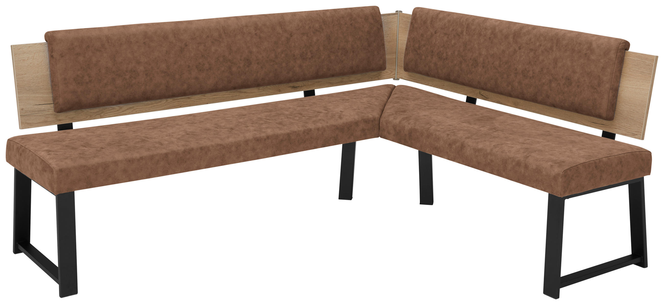 ECKBANK 180/160 cm  in Cognac  - Cognac/Schwarz, MODERN, Holzwerkstoff/Textil (180/160cm) - Venda