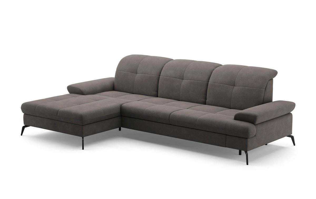 ECKSOFA in Flachgewebe Graphitfarben  - Schwarz/Graphitfarben, Konventionell, Textil/Metall (185/279cm) - Sit & More