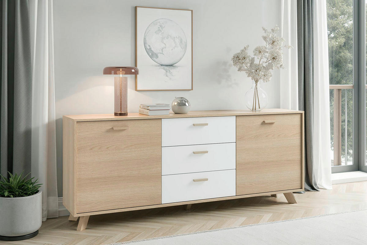 SIDEBOARD 180/72,5/36,5 cm  - Eiche Bianco/Eichefarben, Design, Holz/Holzwerkstoff (180/72,5/36,5cm) - MID.YOU